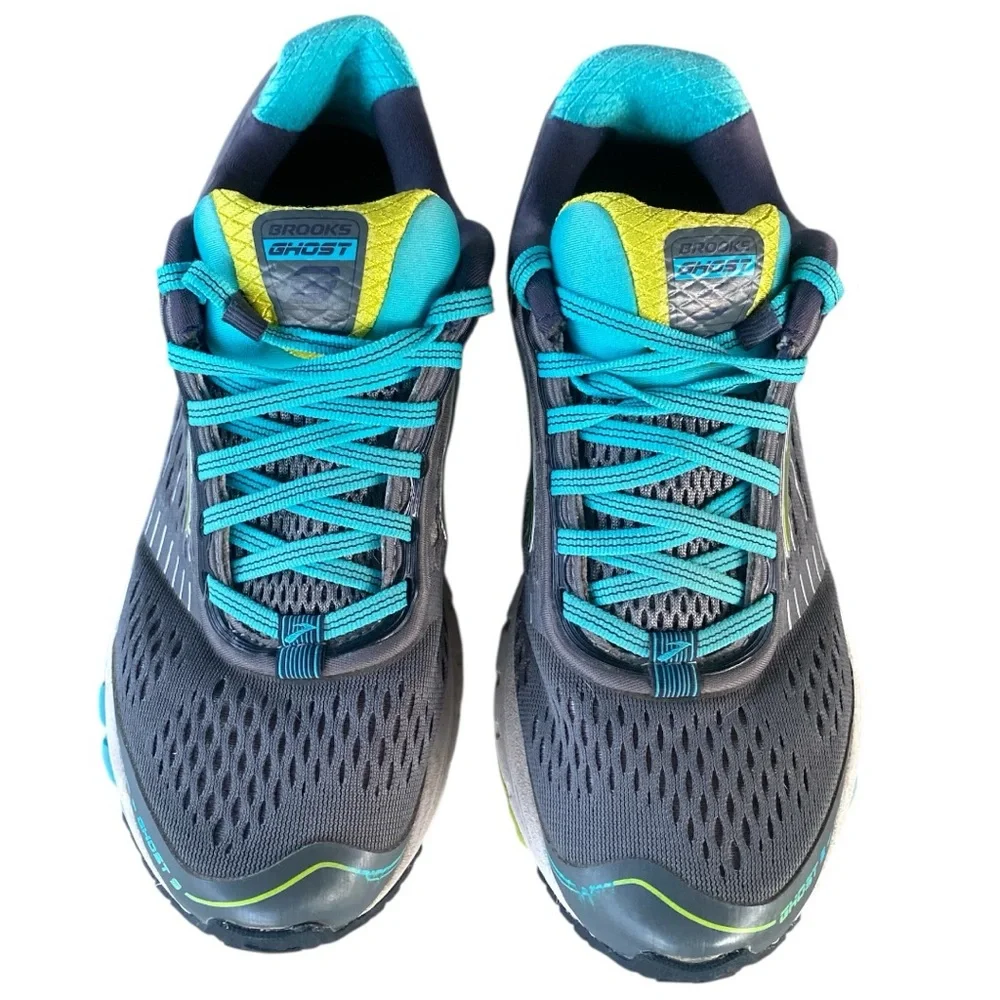 BROOKS Ghost 9 Grey Turquoise Running Athletic Sneakers 1202251B151 Women’s 8.5